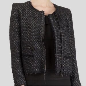 IRO Julianna Metallic Boucle Tweed Jacket in Black & Gold - Size 2